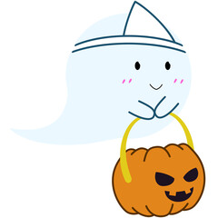 ハロウィンに参加したい日本のお化けのイラスト