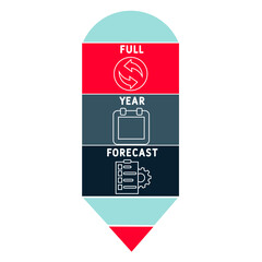 FYF - Full Year Forecast acronym. business concept background.  vector illustration concept with keywords and icons. lettering illustration with icons for web banner, flyer, landing 