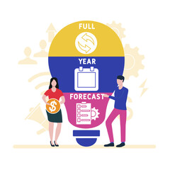 Flat design with people. FYF - Full Year Forecast acronym. business concept background. Vector illustration for website banner, marketing materials, business presentation, online advertising