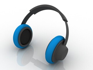 3D illustration  headphones