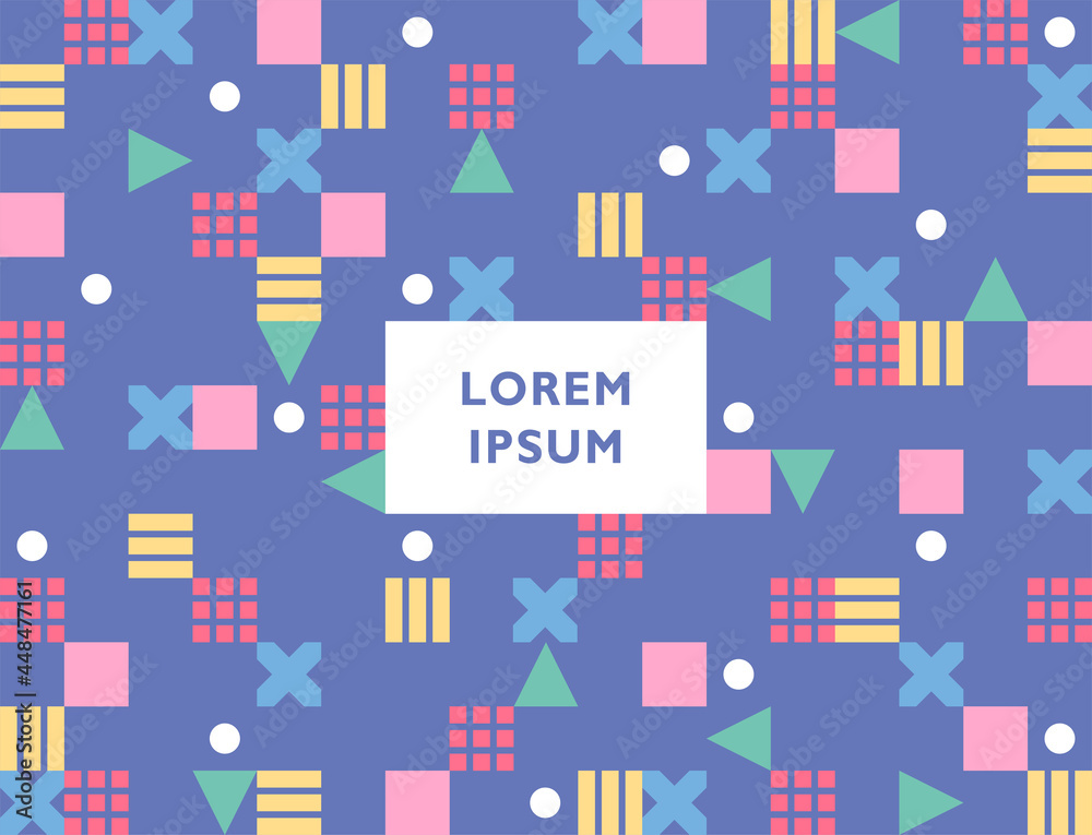 Wall mural cute square shapes arranged in a grid on a dark blue background. simple pattern design template.