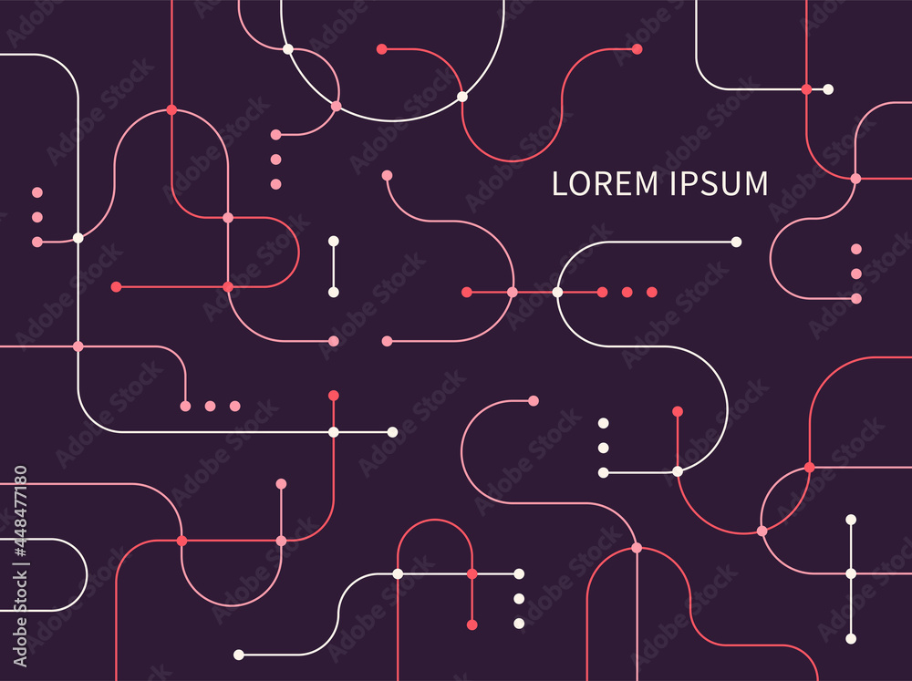 Wall mural technology network concept. a line is drawn out where the point passes. simple pattern design templa
