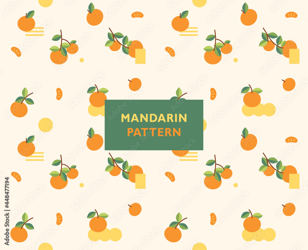 Wall mural cute and refreshing mandarin pattern. simple pattern design template.