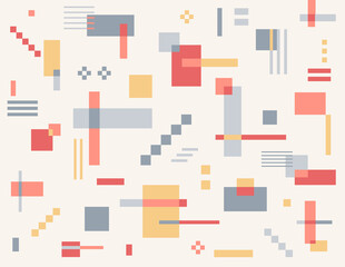 Squares of various shapes and sizes are intertwined to create a retro style. Simple pattern design template.