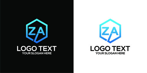 a set of initial letter ZA logo combine with hexagon . premium vector - obrazy, fototapety, plakaty