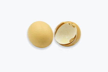 Chicken eggs on white background.