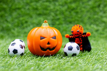 Soccer ball with Halloween Holiday decoration 