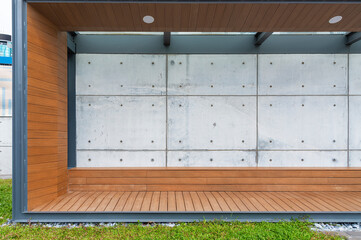 Interior of modern pavilion in public park