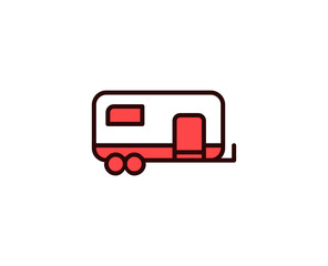 Caravan line icon. Vector symbol in trendy flat style on white background. Travel sing for design.
