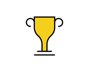 Winning cup flat icon. Thin line signs for design logo, visit card, etc. Single high-quality outline symbol for web design or mobile app. Business outline pictogram.