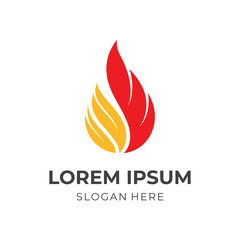 fire logo template with flat red and yellow color style