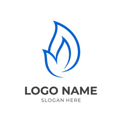 flame logo concept with line blue color style