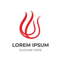 burn logo vector with flat red color style