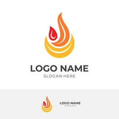 fire logo design with flat colorful style
