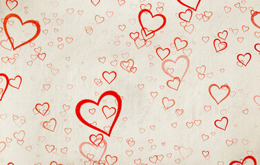 hearts on old paper texture