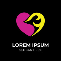Obraz premium love fire logo, love and fire, combination with flat pink and yellow color style
