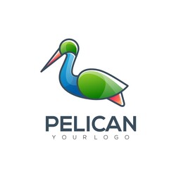 Modern logo colorful pelican design template