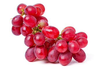  Red bunch with leaves on white background.