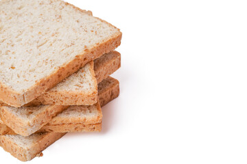 Top view fresh delicious whole wheat bread on a white background.