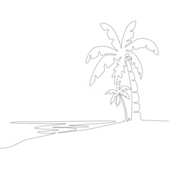 Continuous Line for Beach View Vector Illustration.