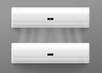 Running and switched off conditioner realistic vector illustration isolated.