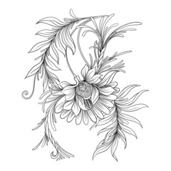 Floral pattern, background In art nouveau style, vintage, old, retro style. In gold and black. Good for the cover of a notebook, tablet, phone, product label. Vector illustration..