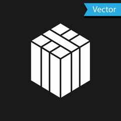 White Bale of hay icon isolated on black background. Vector