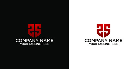 logo initial letter 25,ZS in shield or guard concept - obrazy, fototapety, plakaty