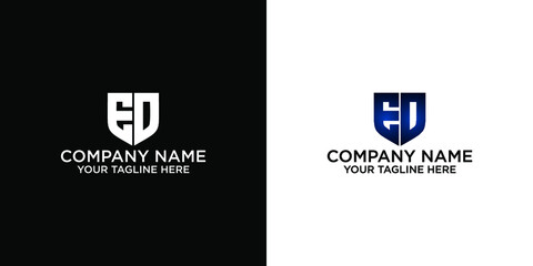 logo initial letter ED in shield or guard concept - obrazy, fototapety, plakaty