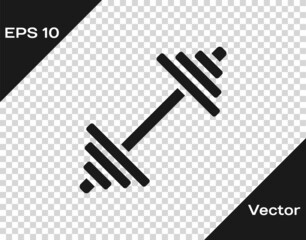 Black Dumbbell icon isolated on transparent background. Muscle lifting icon, fitness barbell, gym, sports equipment, exercise bumbbell. Vector