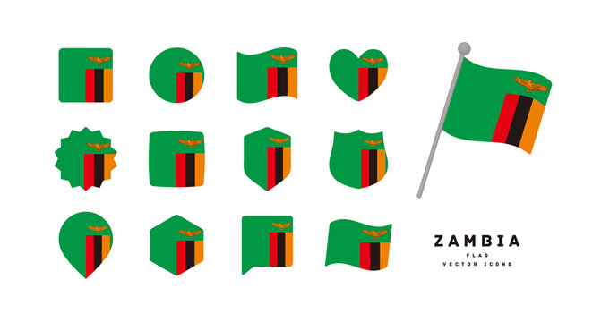 Zambia flag icon set vector illustration