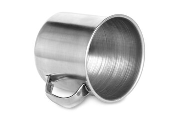 Stainless steel cup isolated on white background