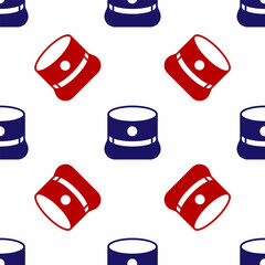 Blue and red Kepi icon isolated seamless pattern on white background. Cap army uniform headgear. Historic general hat. Vector