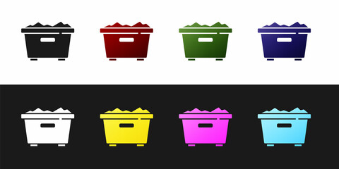 Set Trash can icon isolated on black and white background. Garbage bin sign. Recycle basket icon. Office trash icon. Vector