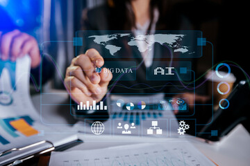 Business Hands Working On Computer. Business and Technology Digital Transformation Concept.	