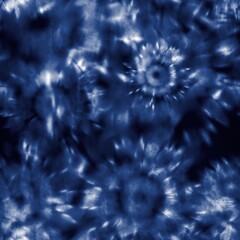 Seamless indigo shibori ombre tie dye pattern for surface print. High quality illustration. Realistic digitally rendered tie dye in perfect repeat for apparel, textile or interior design.