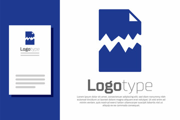 Blue Torn document icon isolated on white background. Logo design template element. Vector