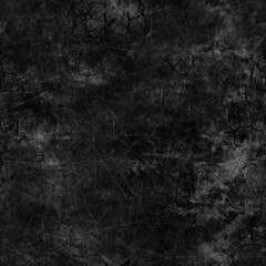 Fototapeta premium Seamless dark gray or black grungy dirty distressed background. High quality illustration. Messy scratched worn moody chalkboard or concrete wall texture. Ragged downtown tattered urban design.