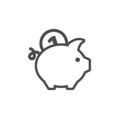 Piggy bank, finance, money and banking line style vector icon. Single isolated sign.