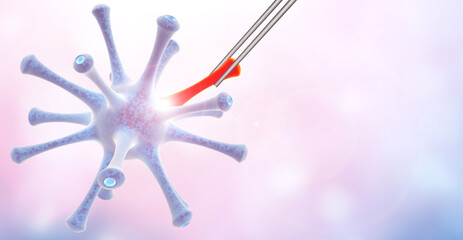 Artificial modification of the virus. 3d render