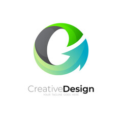 Letter G logo and arrow design , 3d colorful , swoosh logos