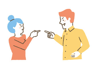 言い争う男女2人_色