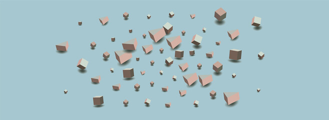 Pastel Block Vector Blue Background. Perspective