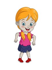 Cartoon little girl zombie on white background