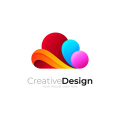 Cloud logo with colorful design illustration, Abstract colorful logos