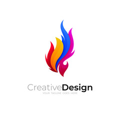 Flame logo with colorful design vector, Abstract fire icons