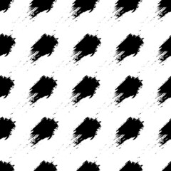 black and white hand drawn simple ink brush stroke seamless pattern. vector illustration for background, bed linen fabric, wrapping paper, scrapbooking