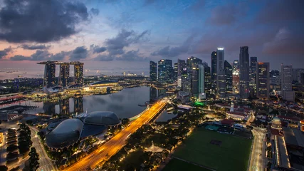 Foto op Plexiglas Singapore skyline at a sunset © TTstudio