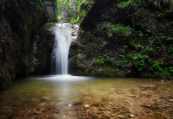 Waterfall in green valley - Janosikove diery, Small Fatras, Slovakia