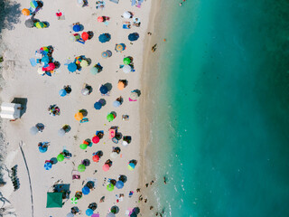 Fototapeta na wymiar Beautiful tropical beach with turquoise water in Marche region, Italy